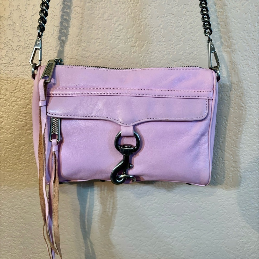 Rebecca Minkoff Leather Crossbody M.A.C Pink Nickel Hardware Tassel Zipper Pulls - Picture 5 of 16